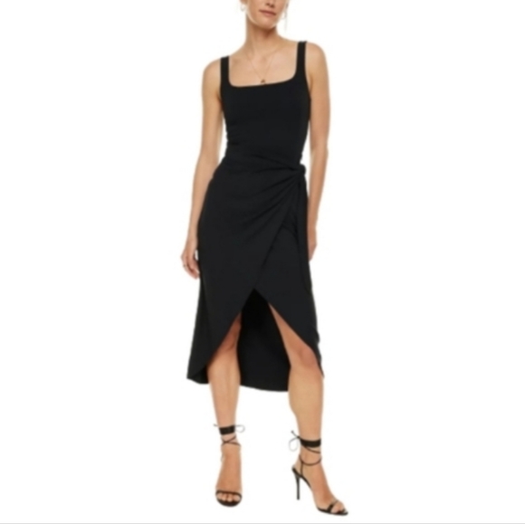 Aritzia Dresses & Skirts - ARITZIA WILFRED Saturn Black Midi Wrap Dress Women's Size 1X
